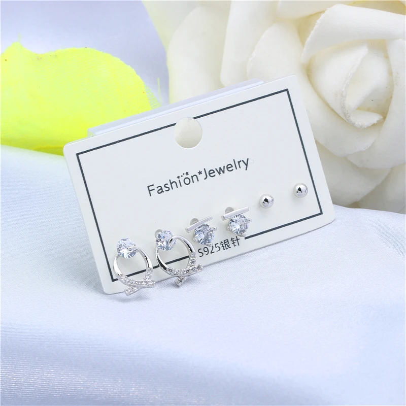S925 Silver Earrings Exquisite Classic Fashion Zircon Earrings 3 Pairs of Combination Temperament That Stud Engagement Gift
S925 Silver Earrings Exquisite Classic Fashion Zircon Earrings 3 Pairs of Combination Temperament That Stud Engagement Gift