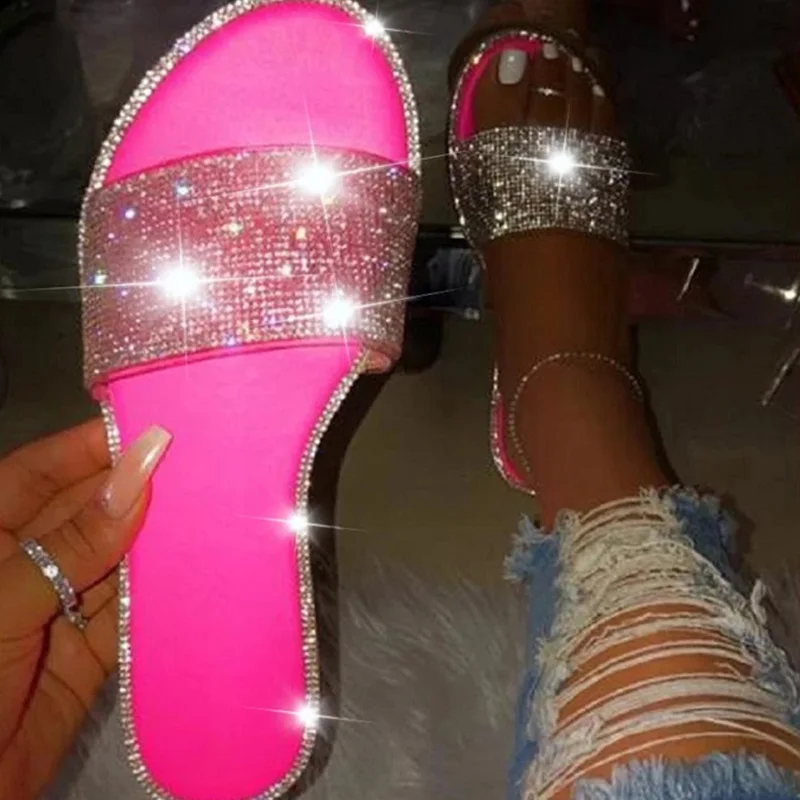 Flats Women Summer Glitter Slippers Rhinestone Sandals Ladies Slip on Mocassin Round Toe Bling Beach Flats Shoes
Flats Women Summer Glitter Slippers Rhinestone Sandals Ladies Slip on Mocassin Round Toe Bling Beach Flats Shoes