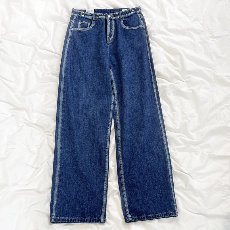 DIOSA VIDE Retro adjustable waist buckle design sense stitching high waist slim straight dark mopping jeans
DIOSA VIDE Retro adjustable waist buckle design sense stitching high waist slim straight dark mopping jeans
