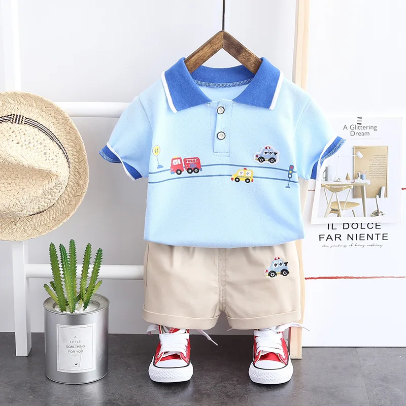 Fashion 2021 Boy Baby Clothes Suit Cartoon Car Short Sleeve Polo Shirt Jacket Shorts 2 Piece Set Children's Clothing Set
Fashion 2021 Boy Baby Clothes Suit Cartoon Car Short Sleeve Polo Shirt Jacket Shorts 2 Piece Set Children's Clothing Set
