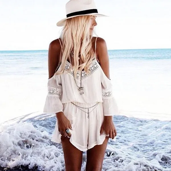Off Shoulder Sexy Playsuit Women Clothing Beachwear Loose Playsuits Female White Hollow Out Patchwork Rompers Women
Off Shoulder Sexy Playsuit Women Clothing Beachwear Loose Playsuits Female White Hollow Out Patchwork Rompers Women