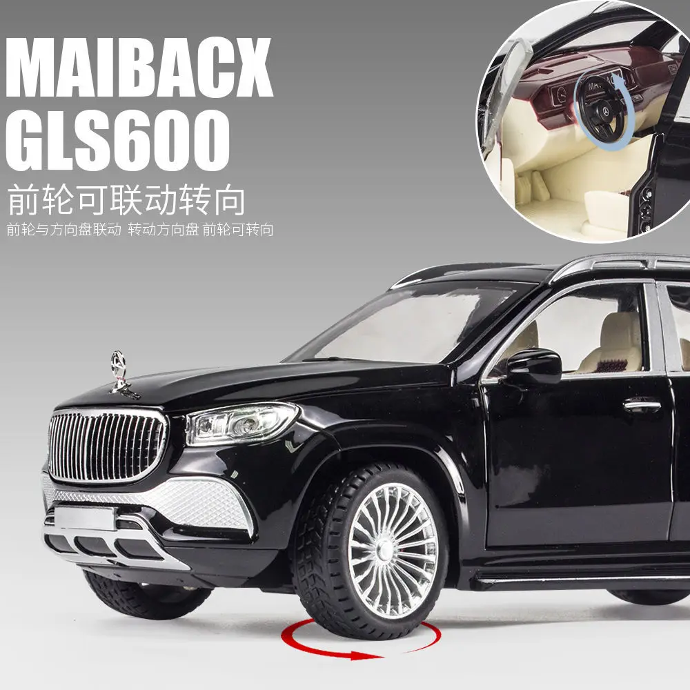 Hot 1:24 scale wheels diecast car benz Maybach GLS600 metal model with light and sound pull back toys collection for boys gifts
Hot 1:24 scale wheels diecast car benz Maybach GLS600 metal model with light and sound pull back toys collection for boys gifts