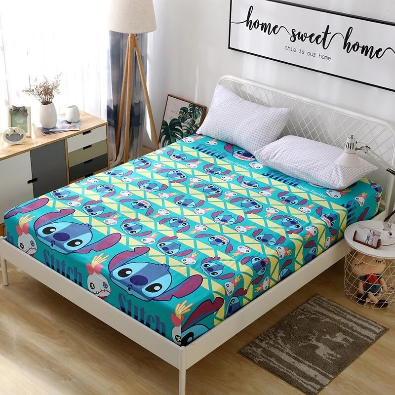 

Disney Sophia Princess Lilo & Stitch Fitted Bedsheet with Elastic Cartoon Bed 1.2m 1.5m 1.8m Mattress Cover for Boys Children