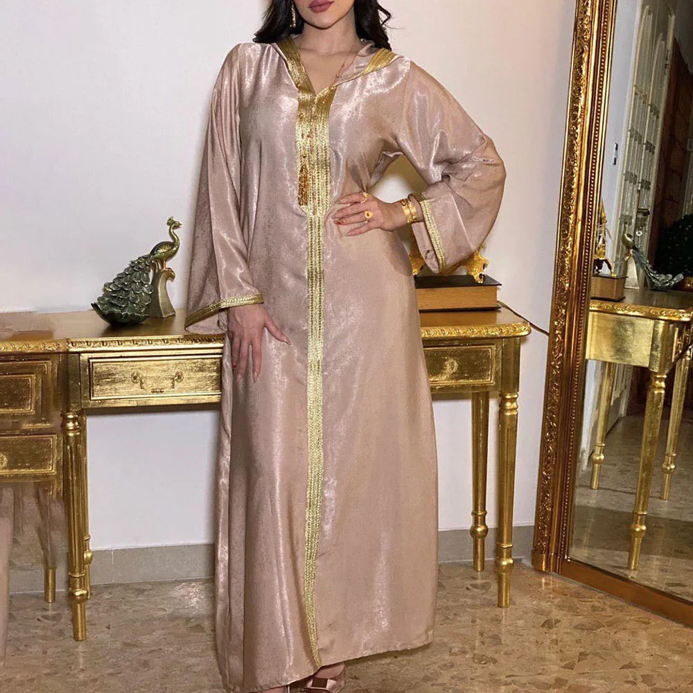 Middle East Muslim Western Style Women's V-neck With Hood Solid Color Loose 2021 Summer Dress Color Contrast Long Sleeve
Middle East Muslim Western Style Women's V-neck With Hood Solid Color Loose 2021 Summer Dress Color Contrast Long Sleeve