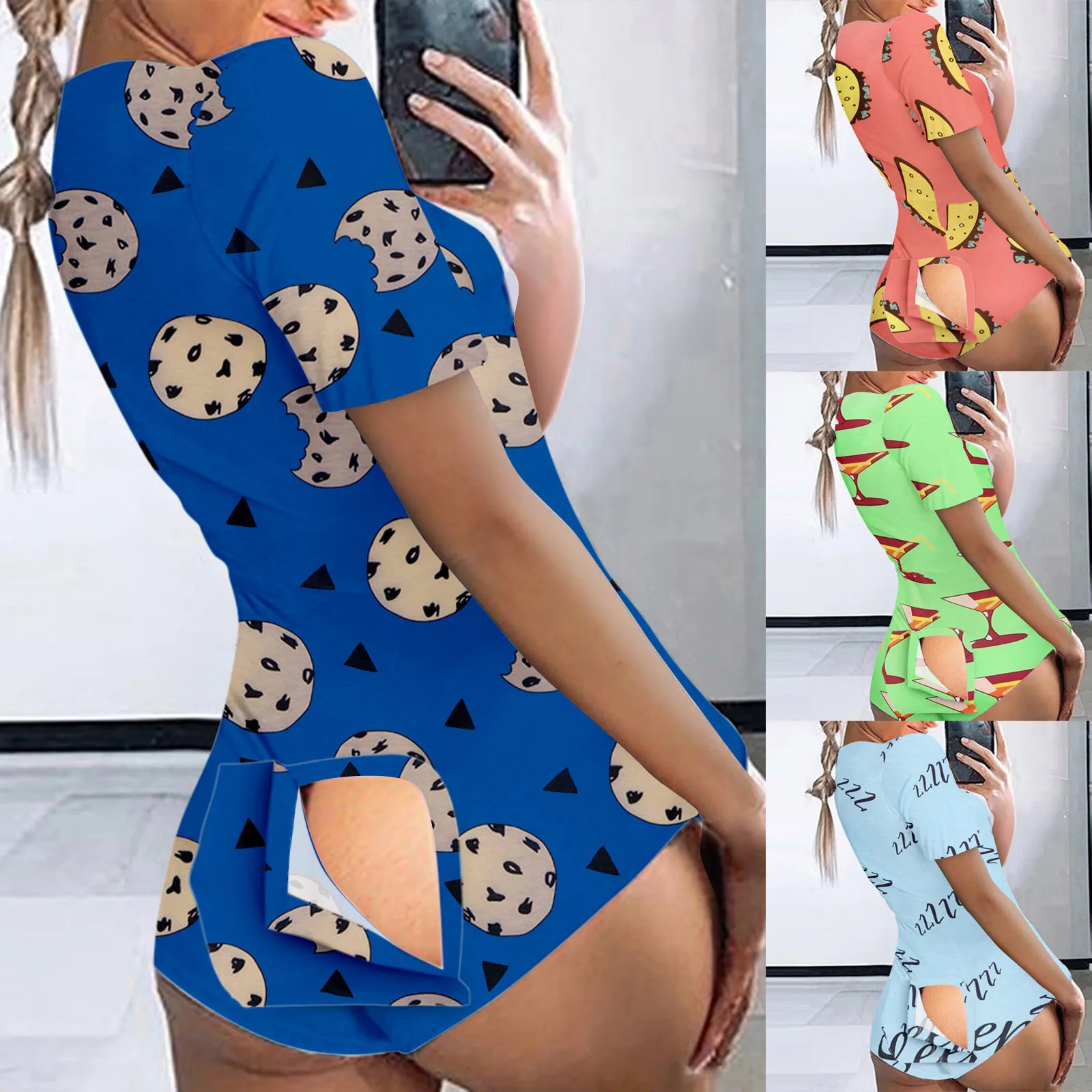 Women's Sexy Short Jumpsuit Pajamas Button-down Printing Functional Buttoned Flap Bodysuit Romper Playsuit Onesies A50
Women's Sexy Short Jumpsuit Pajamas Button-down Printing Functional Buttoned Flap Bodysuit Romper Playsuit Onesies A50