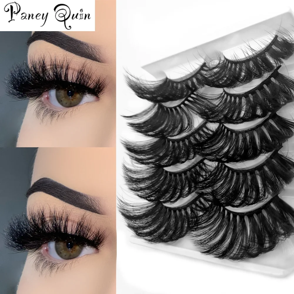 

5 Pairs Makeup Thick Messy False Mink 25mm Lashes 6D Dramatic Wispy Criss Cross Lightweight Soft Doll Eyes Glam Eyelashes