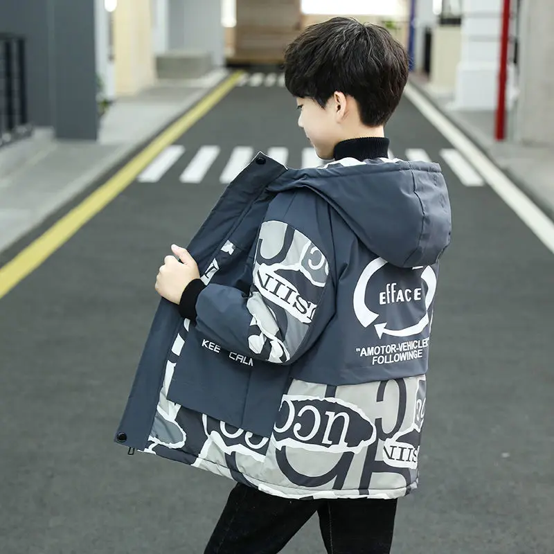 Winter Polyester Jacket For Boy New 2021 Keep Warm Thicken Plus Velvet Hooded Cotton Coat Handsome Printing Children's Clothing
Winter Polyester Jacket For Boy New 2021 Keep Warm Thicken Plus Velvet Hooded Cotton Coat Handsome Printing Children's Clothing