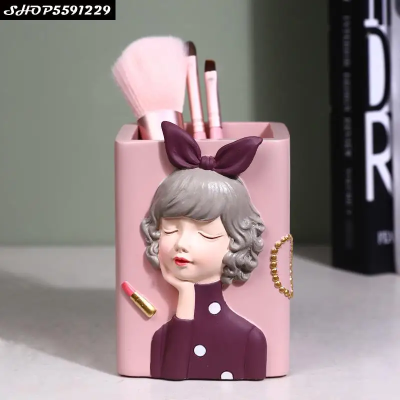 Creative Resin Girl Pen Holder 3d Stereo Character Statue Desktop Decoration Bedroom Office Girl Pen Holder Makeup Brush Storage
Creative Resin Girl Pen Holder 3d Stereo Character Statue Desktop Decoration Bedroom Office Girl Pen Holder Makeup Brush Storage