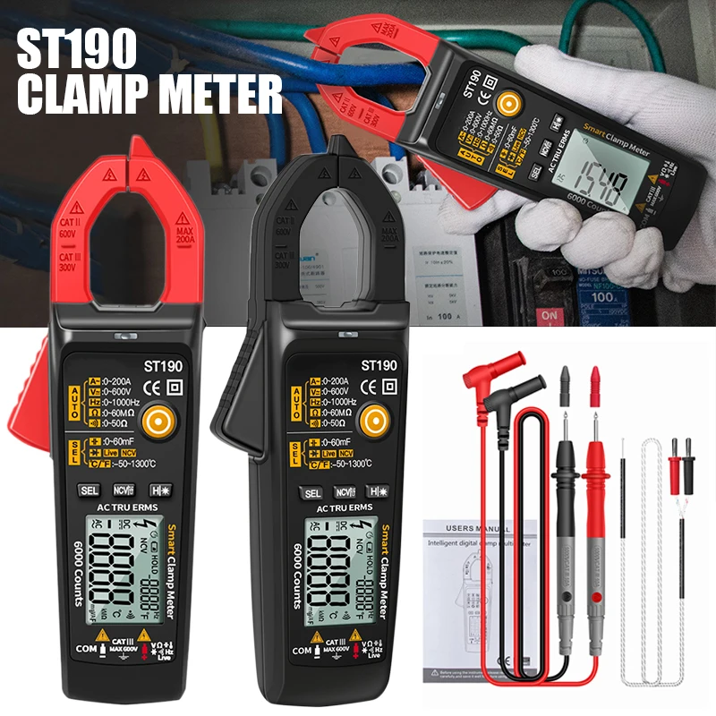 New Arrival ST190 Digital Multimeter AC DC Current Clamp Meter Auto Range Test Tool High Precision Capacitance Voltage Tester
New Arrival ST190 Digital Multimeter AC DC Current Clamp Meter Auto Range Test Tool High Precision Capacitance Voltage Tester