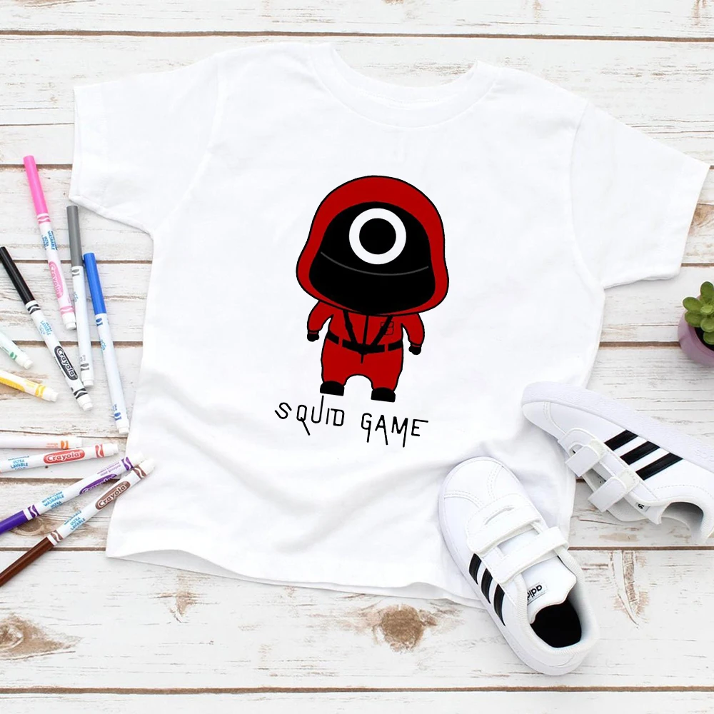 Squid Game T Shirt Fashion Cartoon Print T-shirt for a Boy Girls Short Sleeve Summer Squid Game Clothes for Children Streetwear
Squid Game T Shirt Fashion Cartoon Print T-shirt for a Boy Girls Short Sleeve Summer Squid Game Clothes for Children Streetwear