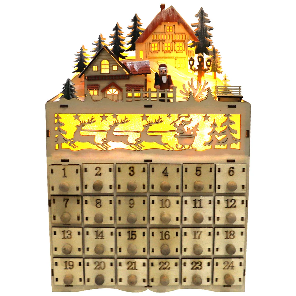 Christmas Wooden Advent Calendar with LED Light 24 Storage Drawers Christmas Countdown Calendar for Holiday Decoration
Christmas Wooden Advent Calendar with LED Light 24 Storage Drawers Christmas Countdown Calendar for Holiday Decoration