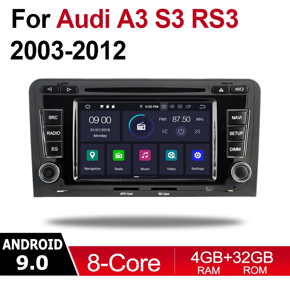 2 Din Автомобильный мультимедийный плеер Android 9 Авторадио для Audi A3 S3 RS3 8P 2003 ~ 2012 MMI DVD