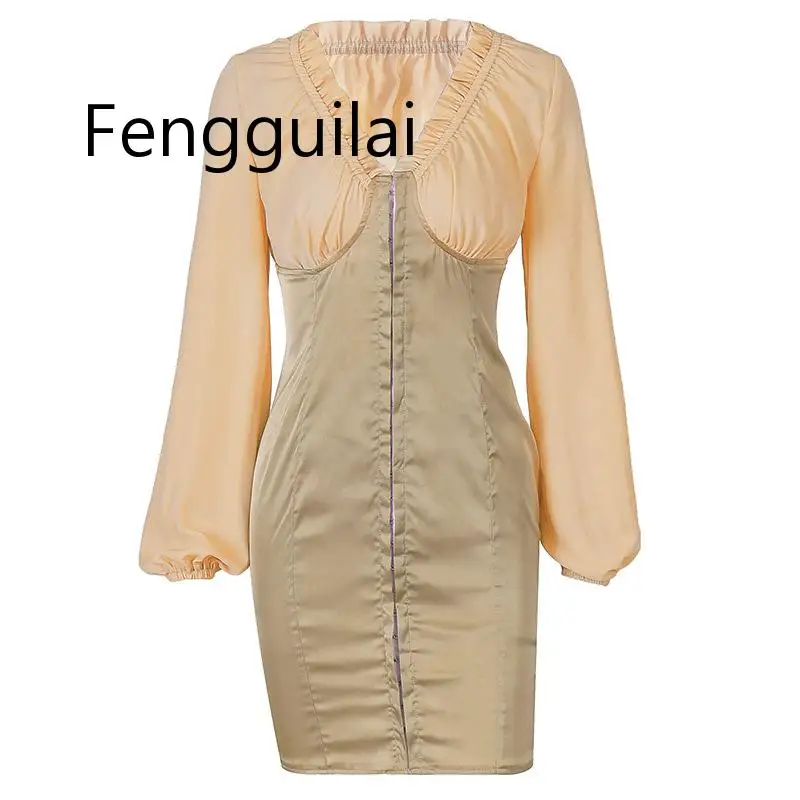New Splice Long Sleeve High Neck Zipper High Waist Bodycon Sexy Stretchy Dresses 2019 Autumn Winter Women Fashion V-neck Set 
New Splice Long Sleeve High Neck Zipper High Waist Bodycon Sexy Stretchy Dresses 2019 Autumn Winter Women Fashion V-neck Set