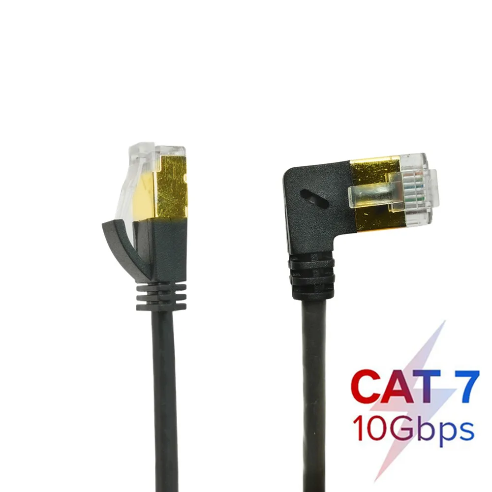 Кабель RJ45 Ethernet CAT 7 диаметр сечения 4 мм UTP с изгибом 90 градусов 10 Гбит/с |