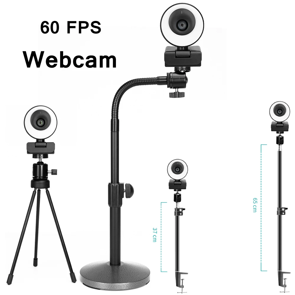 Full HD 1080P Webcam 60FPS Autofocus Web Camera With Microphone Ring Light Mac PC Computer Camera Cover USB Web Cam Tripod Stand
Full HD 1080P Webcam 60FPS Autofocus Web Camera With Microphone Ring Light Mac PC Computer Camera Cover USB Web Cam Tripod Stand
