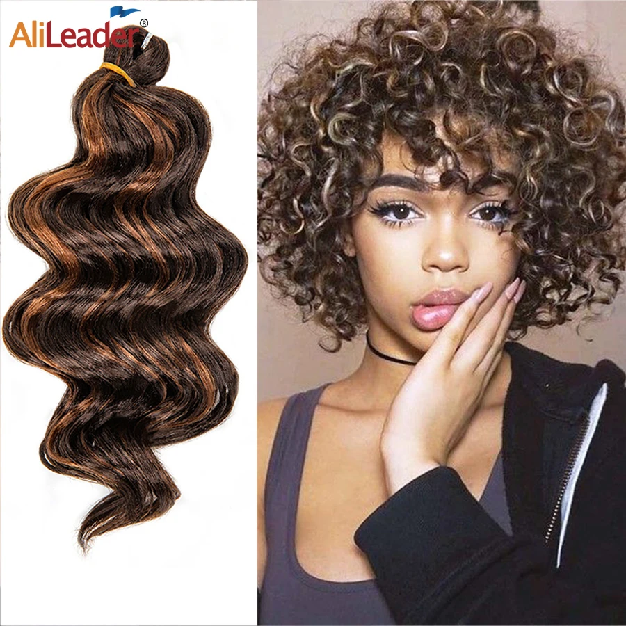 

Synthetic Ocean Wave Braiding Hair Freetress Water Wave Crochet Hair 9Inch Deep Wave Crochet Braids Hair For Women Ombre Brown