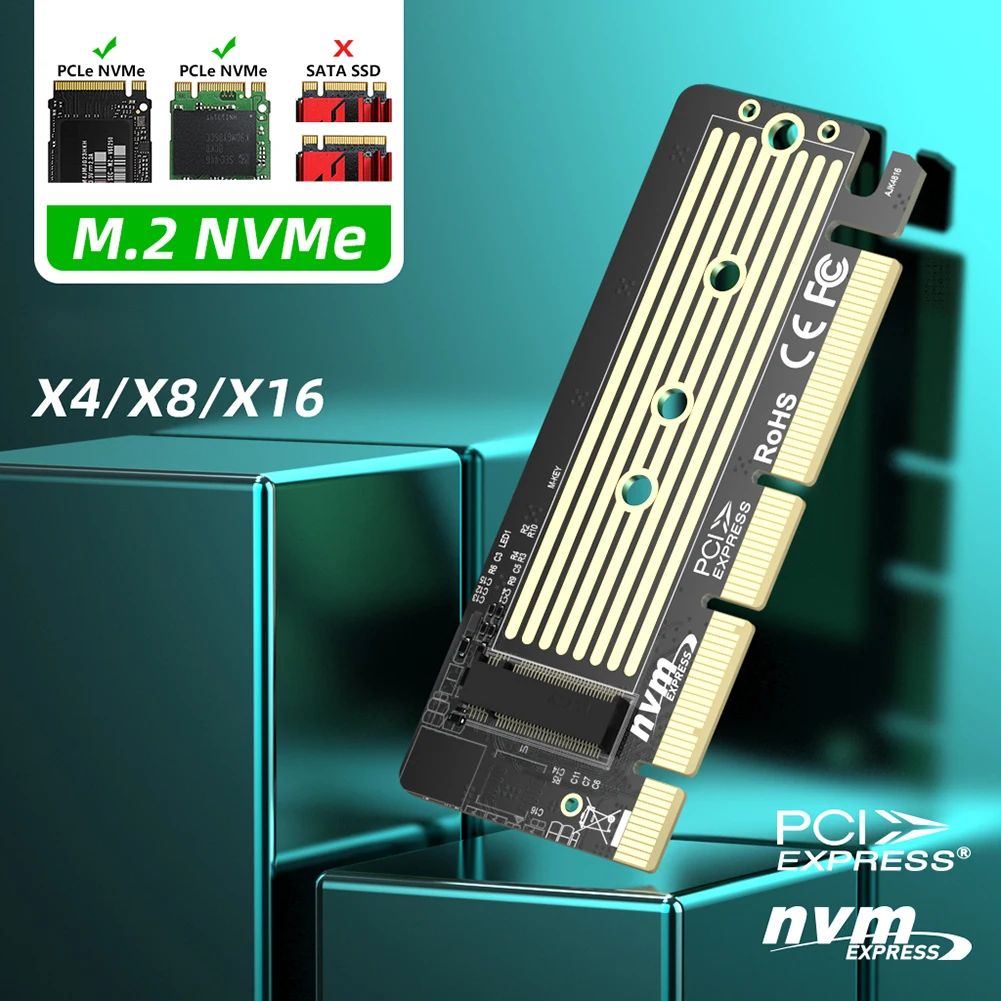

Карта адаптера M.2 PCI-E NVMe SSD на PCIe 3,0 X4/X8/X16, высокоскоростной 32 Гбит/с SSD PCI Express конвертер для жесткого диска 2230/2242/2260/2280