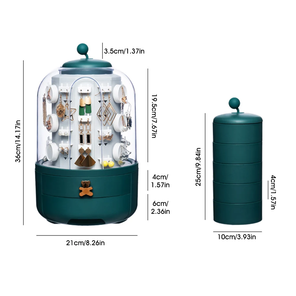 Makeup Storage Box Rotating Jewelry Organizer Earring Holders With 5-Layer Jewelry Box 2 Drawers Dust-Proof Cover Jewelry Box
Makeup Storage Box Rotating Jewelry Organizer Earring Holders With 5-Layer Jewelry Box 2 Drawers Dust-Proof Cover Jewelry Box