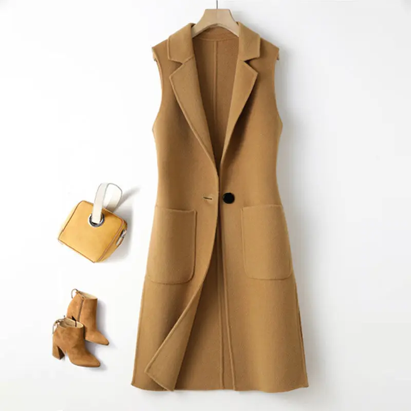 Woolen Vest Jacket Women's 2023 Spring Autumn New Suit collar Slim Sleeveless Coat Plus size Casual Solid Female Long Waistcoat
Woolen Vest Jacket Women's 2023 Spring Autumn New Suit collar Slim Sleeveless Coat Plus size Casual Solid Female Long Waistcoat