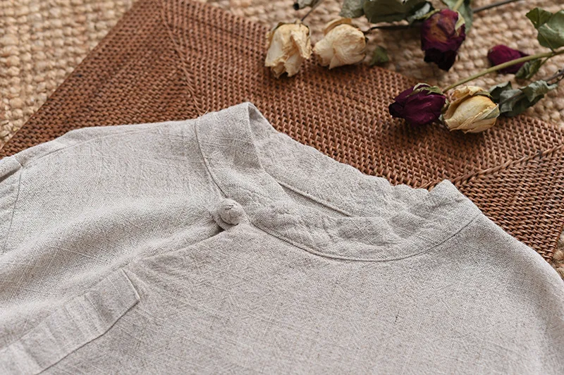 Autumn winter shirt 2020 new original Chinese style retro hand button linen top long sleeve standing collar women's T-Shirt
Autumn winter shirt 2020 new original Chinese style retro hand button linen top long sleeve standing collar women's T-Shirt