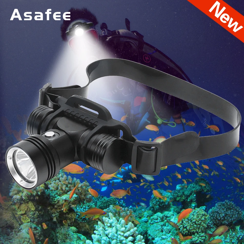 

Asafee DH01 Diving Headlamp 100M Underwater Dive Headlight 1000LM L2 LED Scuba Flashlight Torch Waterproof IPX8 18650 Lamp Light