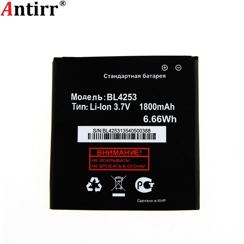 Аккумулятор BL4253 1800 мА · ч для Fly IQ443 3,7 в 6,66 Вт · ч мобильный телефон, перезаряжаемый аккумулятор в наличии отслеживания 
Аккумулятор BL4253 1800 мА · ч для Fly IQ443 3,7 в 6,66 Вт · ч мобильный телефон, перезаряжаемый аккумулятор в наличии отслеживания