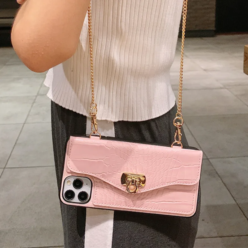 Crocodile Pattern Portable With Metal Chain Lanyard Phone Case For iPhone 13 12 11 Pro X XR XS Max For iPhone 7 8 Plus SE2 Cover
Crocodile Pattern Portable With Metal Chain Lanyard Phone Case For iPhone 13 12 11 Pro X XR XS Max For iPhone 7 8 Plus SE2 Cover