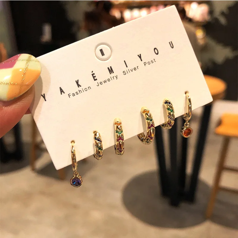 SIPENGJEL 6 Pcs Set Colorful Rainbow Zircon Hoop Earrings Set Geometric Circle Round Pendant Earrings For Women Jewelry Gift
SIPENGJEL 6 Pcs Set Colorful Rainbow Zircon Hoop Earrings Set Geometric Circle Round Pendant Earrings For Women Jewelry Gift