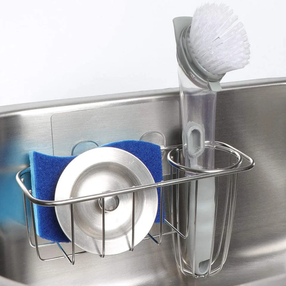 Stainless Steel Kitchen Sponge Holder 3-in-1 Dish Brush Holder No Drilling Adhesive Installation Kitchen Sink Organizer
Stainless Steel Kitchen Sponge Holder 3-in-1 Dish Brush Holder No Drilling Adhesive Installation Kitchen Sink Organizer