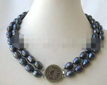 P3207 - 2row 17-18" 9-10mm natural black baroque freshwater pearl necklace -
P3207 - 2row 17-18" 9-10mm natural black baroque freshwater pearl necklace -