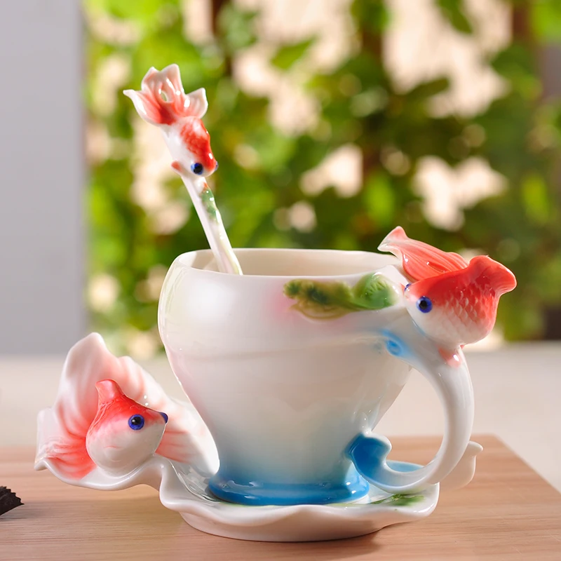 New creative fish sculpture Cups&Saucers phnom penh enamel porcelain craft tea set high quality coffee cup with Spoon
New creative fish sculpture Cups&Saucers phnom penh enamel porcelain craft tea set high quality coffee cup with Spoon