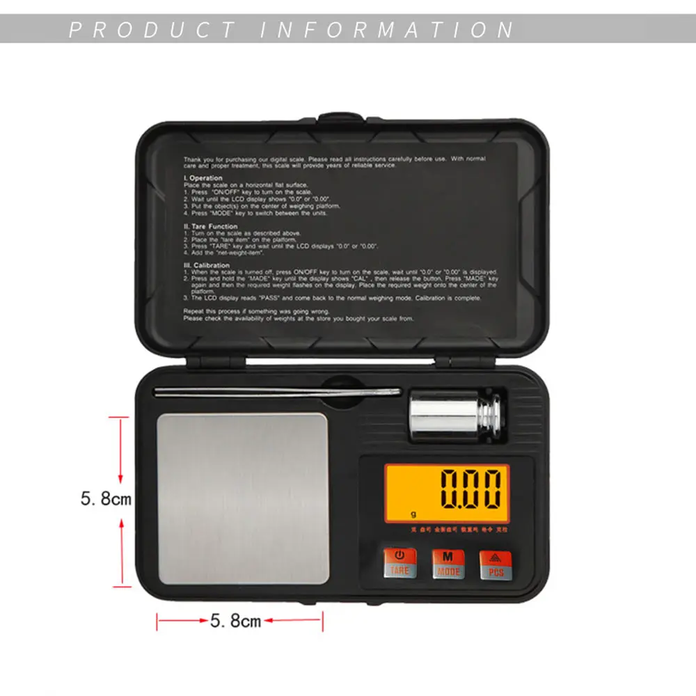 200g/0.01g Clamshell Kitchen Pocket Scale LCD Display Food Jewellery Scale Mini Measuring Weighing Tool High Precision Digital
200g/0.01g Clamshell Kitchen Pocket Scale LCD Display Food Jewellery Scale Mini Measuring Weighing Tool High Precision Digital