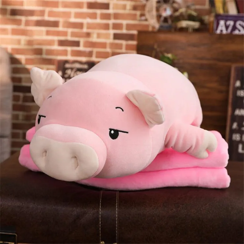 

38~110cm Lying Plush Piggy Toy Kawaii Animals Soft Plushie Hand Warmer Blanket Squishy Pig Stuffed Doll Kids Comforting Gift