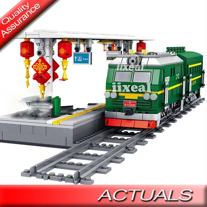610008 City Railway Rail Train Building Blocks High-speed Track Trains Figures Bricks Compatible DIY for Boy Toys | Игрушки и хобби