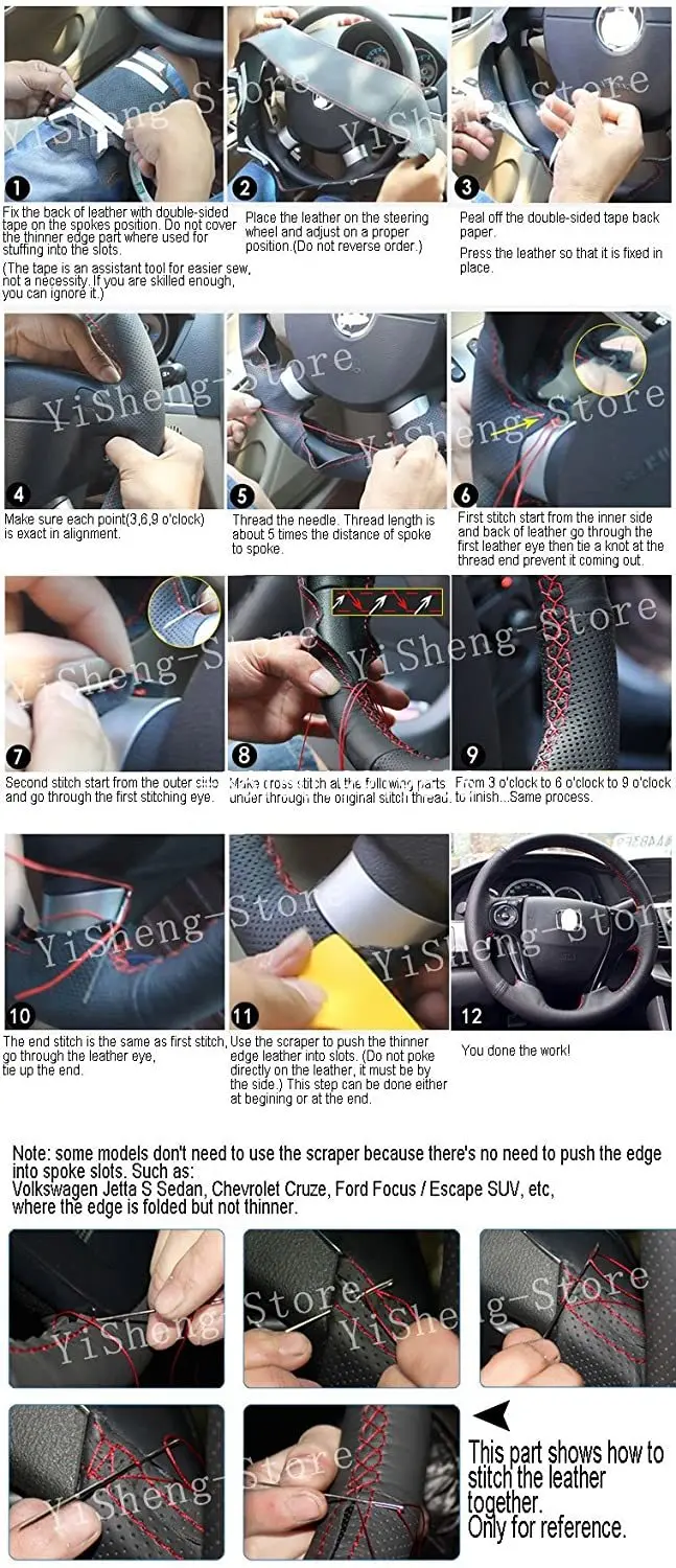 DIY Black Leather Steering Wheel Cover for 2015-17 Ford Edge 4dr SUV for 2013-18 Ford Fusion Interior Accessories
DIY Black Leather Steering Wheel Cover for 2015-17 Ford Edge 4dr SUV for 2013-18 Ford Fusion Interior Accessories