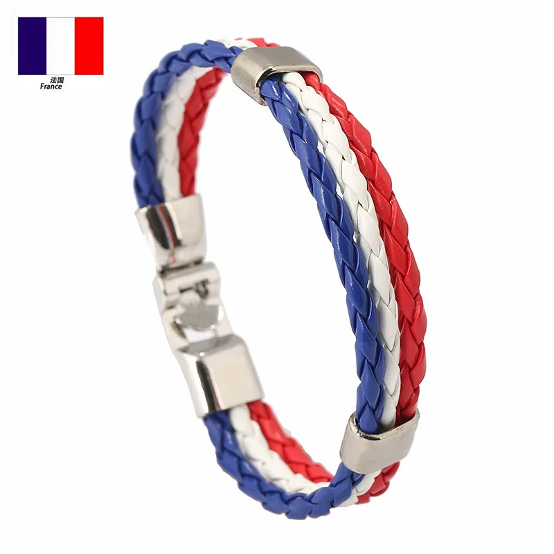 Jewelry Bracelet Simple French Flag Bracelet Men's and Women's Hand Woven Leather Bracelet National Day Anniversary Gift
Jewelry Bracelet Simple French Flag Bracelet Men's and Women's Hand Woven Leather Bracelet National Day Anniversary Gift