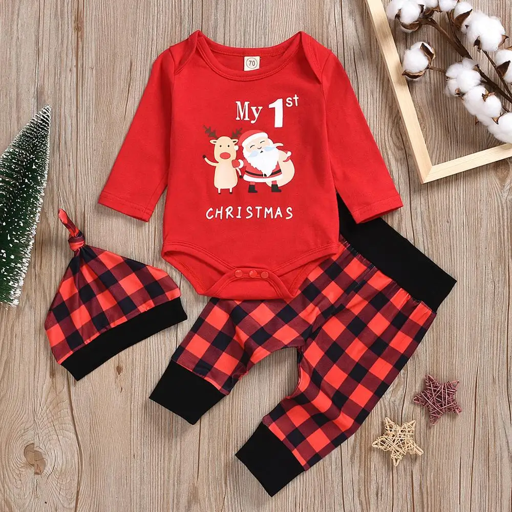 2020 New Arrival 1-3T Toddlers Cartoon Santa Claus Elk Print Cotton Long-Sleeved Romper Plaid Trousers Hat Three-Piece Suit
2020 New Arrival 1-3T Toddlers Cartoon Santa Claus Elk Print Cotton Long-Sleeved Romper Plaid Trousers Hat Three-Piece Suit