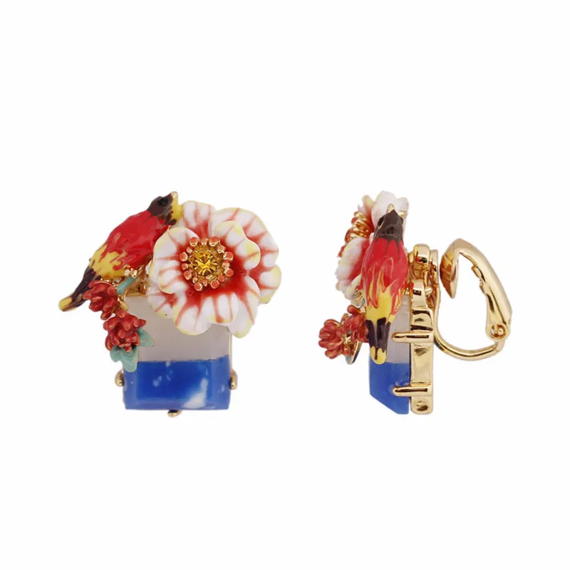 Sen Series Hand-painted Three-dimensional Enamel Color Parrot Earrings S925 Silver Needle stud earrings without pierced ear clip
Sen Series Hand-painted Three-dimensional Enamel Color Parrot Earrings S925 Silver Needle stud earrings without pierced ear clip