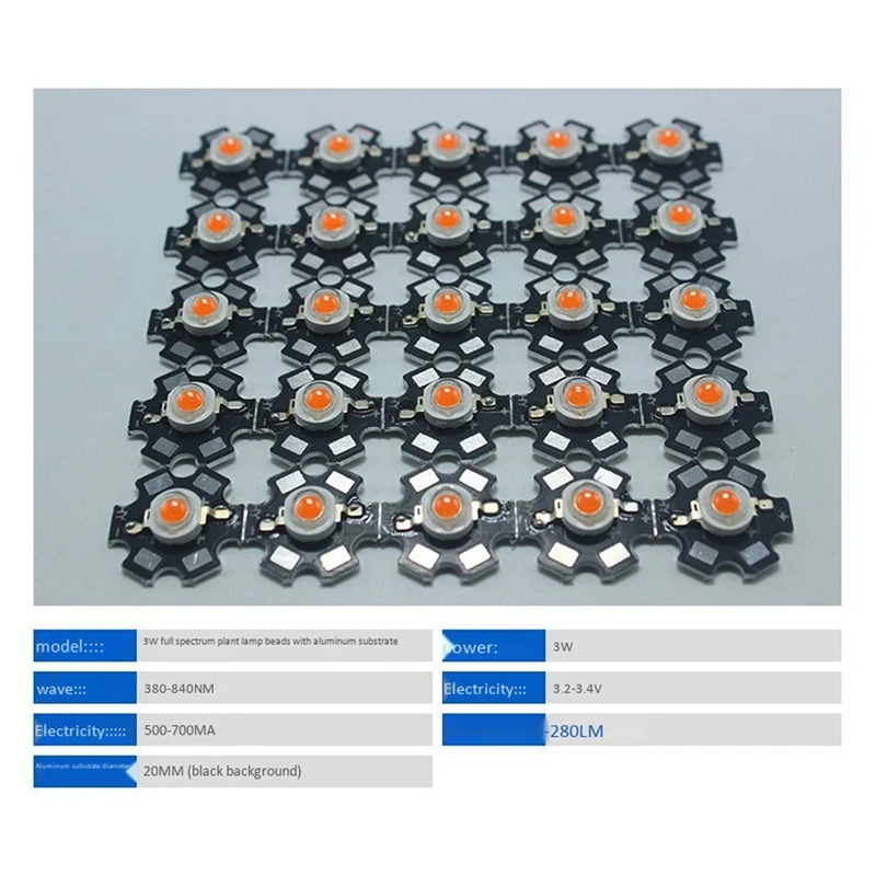 10Pcs/Lot High Power 3W Full Spectrum Led Bead Grow Chip 380Nm-840Nm Plant Grow Light Lamp Bulb Part with 20mm Star Base
10Pcs/Lot High Power 3W Full Spectrum Led Bead Grow Chip 380Nm-840Nm Plant Grow Light Lamp Bulb Part with 20mm Star Base