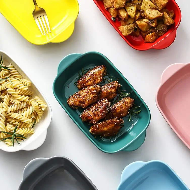 Creative Ceramic Baking Pan Household Binaural Oven Tray Baked Rice Plate Network Celebrity Tableware Microwave Oven Baking Pan
Creative Ceramic Baking Pan Household Binaural Oven Tray Baked Rice Plate Network Celebrity Tableware Microwave Oven Baking Pan