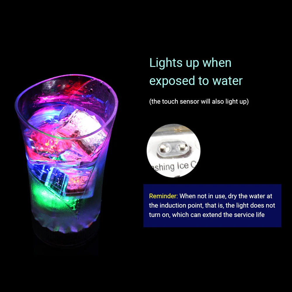 12PCS LED Ice Cubes Liquid Activated Colorful Slowflash Battery Operated Glowing Ice Cube for Weddings Parties Decor
12PCS LED Ice Cubes Liquid Activated Colorful Slowflash Battery Operated Glowing Ice Cube for Weddings Parties Decor