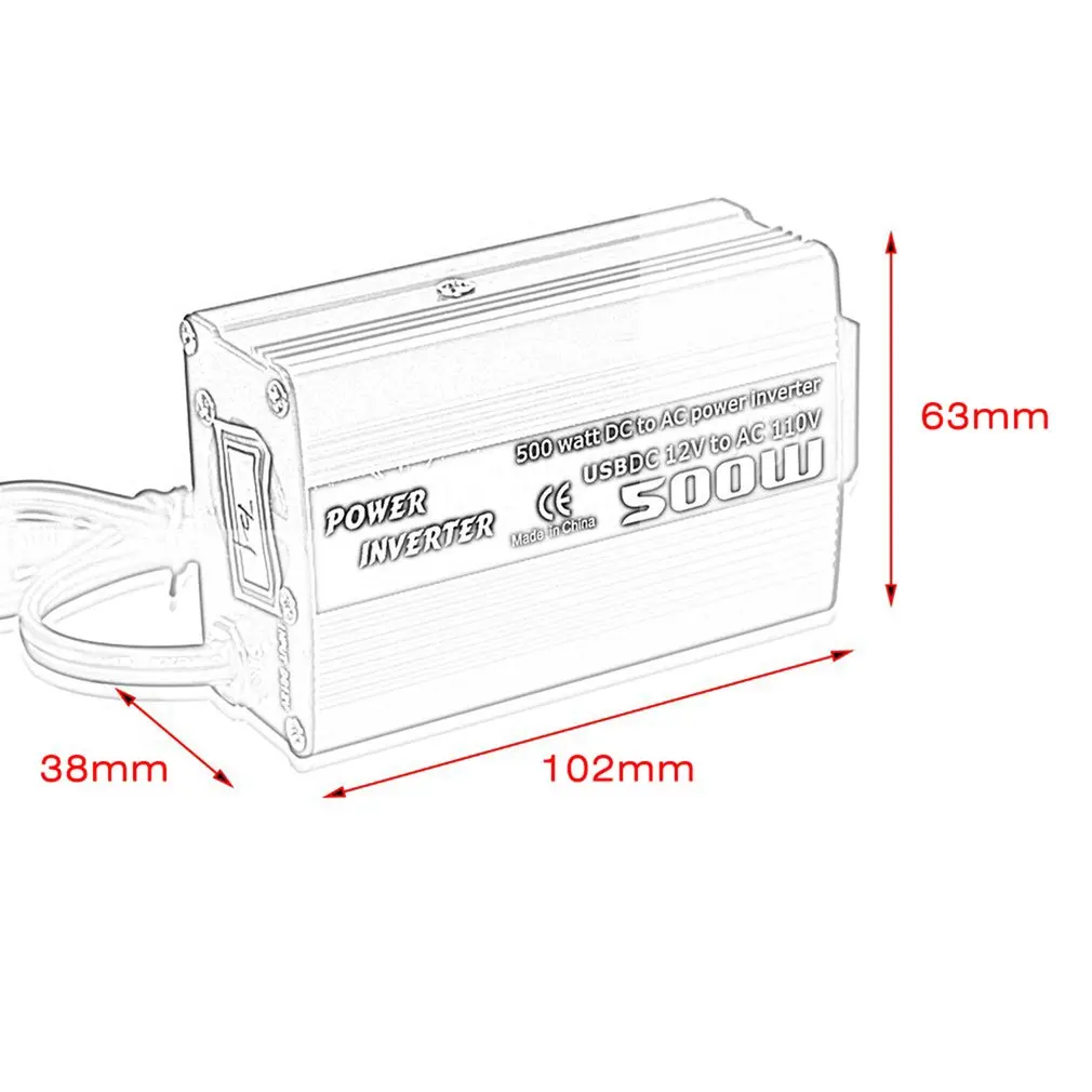 500W DC to AC Power Converter DC 12V to 110V 220V AC Car Inverter Automatic Transformer With Dual USB Car Adapter
500W DC to AC Power Converter DC 12V to 110V 220V AC Car Inverter Automatic Transformer With Dual USB Car Adapter