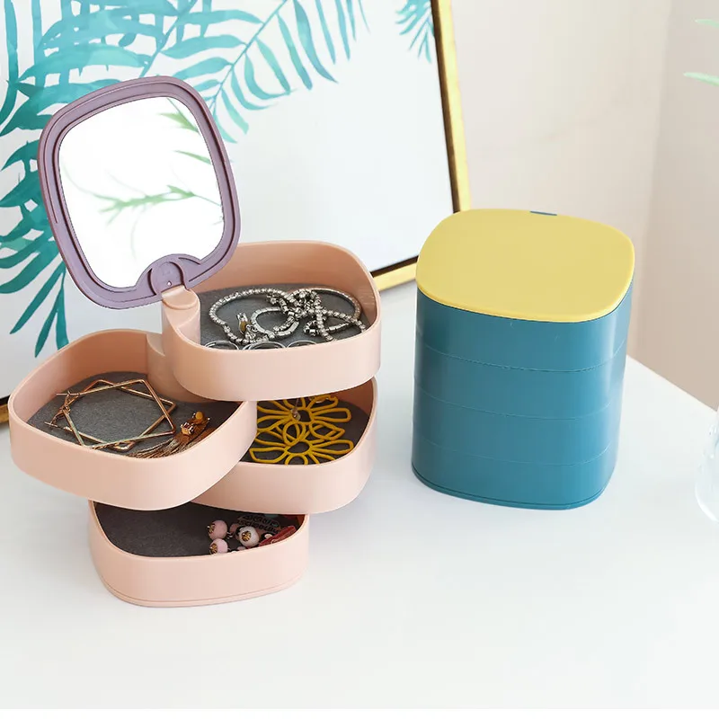 Multi-layer rotating jewelry box with mirror earrings jewelry storage box racks portable organize jewelry cosmetic containers
Multi-layer rotating jewelry box with mirror earrings jewelry storage box racks portable organize jewelry cosmetic containers