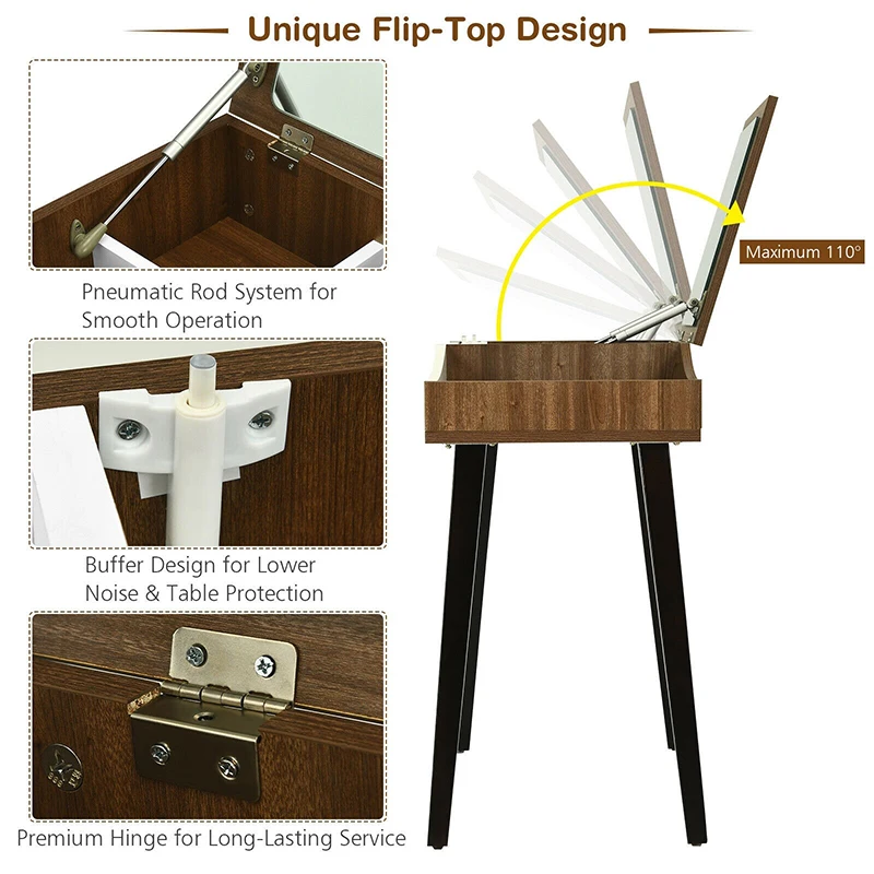Vanity Table Set Large Capacity Storage Flip Top Mirror Sturdy Solid Wood Legs Padded Stool Simple Stylish Appearance Dressers
Vanity Table Set Large Capacity Storage Flip Top Mirror Sturdy Solid Wood Legs Padded Stool Simple Stylish Appearance Dressers