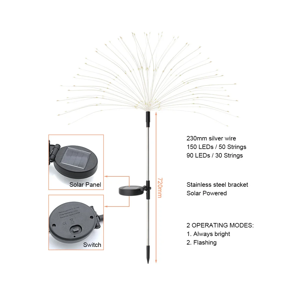 1pcs Solar Powered Outdoor Grass Globe Dandelion Fireworks Lamp 90/120/150 LED for Garden Lawn Landscape Lamp Holiday Light. 
1pcs Solar Powered Outdoor Grass Globe Dandelion Fireworks Lamp 90/120/150 LED for Garden Lawn Landscape Lamp Holiday Light.