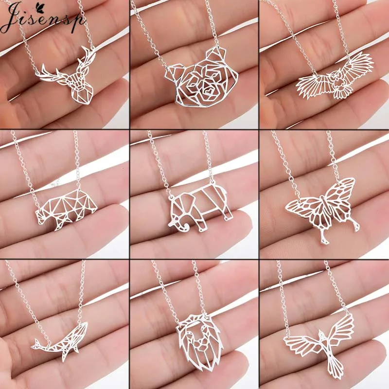 Jisensp Stainless Steel Origami Animal Necklace Deer Vintage Fashion Butterfly Bear Elk Pendant Necklace for Women Party Gift
Jisensp Stainless Steel Origami Animal Necklace Deer Vintage Fashion Butterfly Bear Elk Pendant Necklace for Women Party Gift