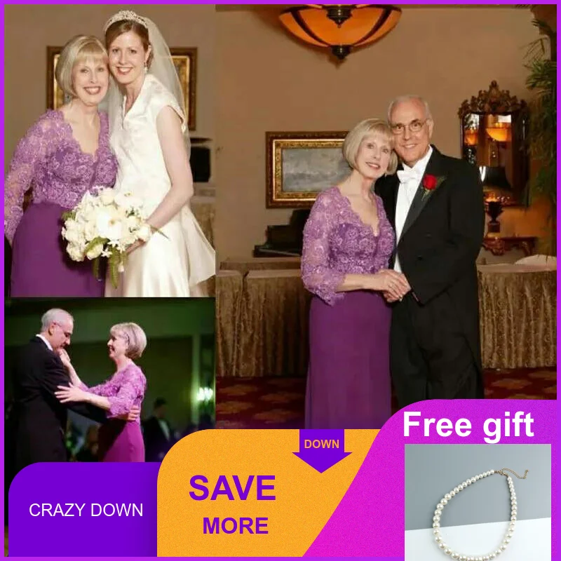 2019 Purple Mother of the Bride Dresses Lace Chiffon 3/4 Sleeve Plus Size Custom For Wedding Party vestidos de fiesta de noch
2019 Purple Mother of the Bride Dresses Lace Chiffon 3/4 Sleeve Plus Size Custom For Wedding Party vestidos de fiesta de noch