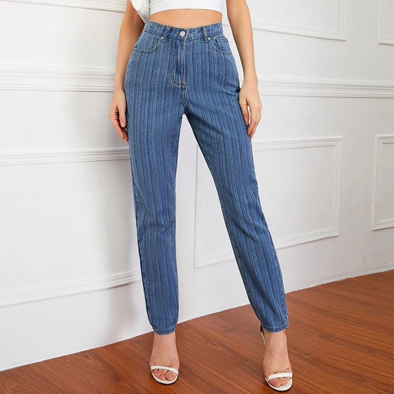 Women Basic Straight Jeans Striped Ulzzang Ladies High Waist Leisure Classic Pinstripe Denim Pants Baggy Large Plus Size 4XL 3XL
Women Basic Straight Jeans Striped Ulzzang Ladies High Waist Leisure Classic Pinstripe Denim Pants Baggy Large Plus Size 4XL 3XL