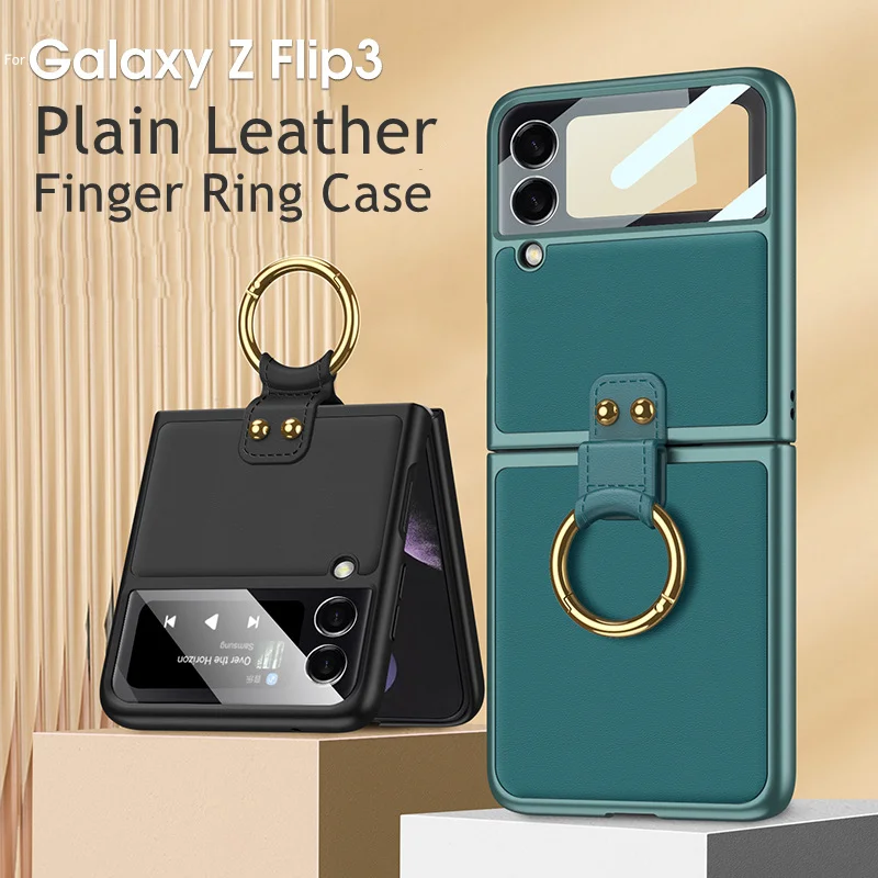 Plain Leather Finger Key Ring Case For Samsung Galaxy Z Flip 3 Phone Cover Lens Glass Protection Hard Plastic Frame Cover
Plain Leather Finger Key Ring Case For Samsung Galaxy Z Flip 3 Phone Cover Lens Glass Protection Hard Plastic Frame Cover