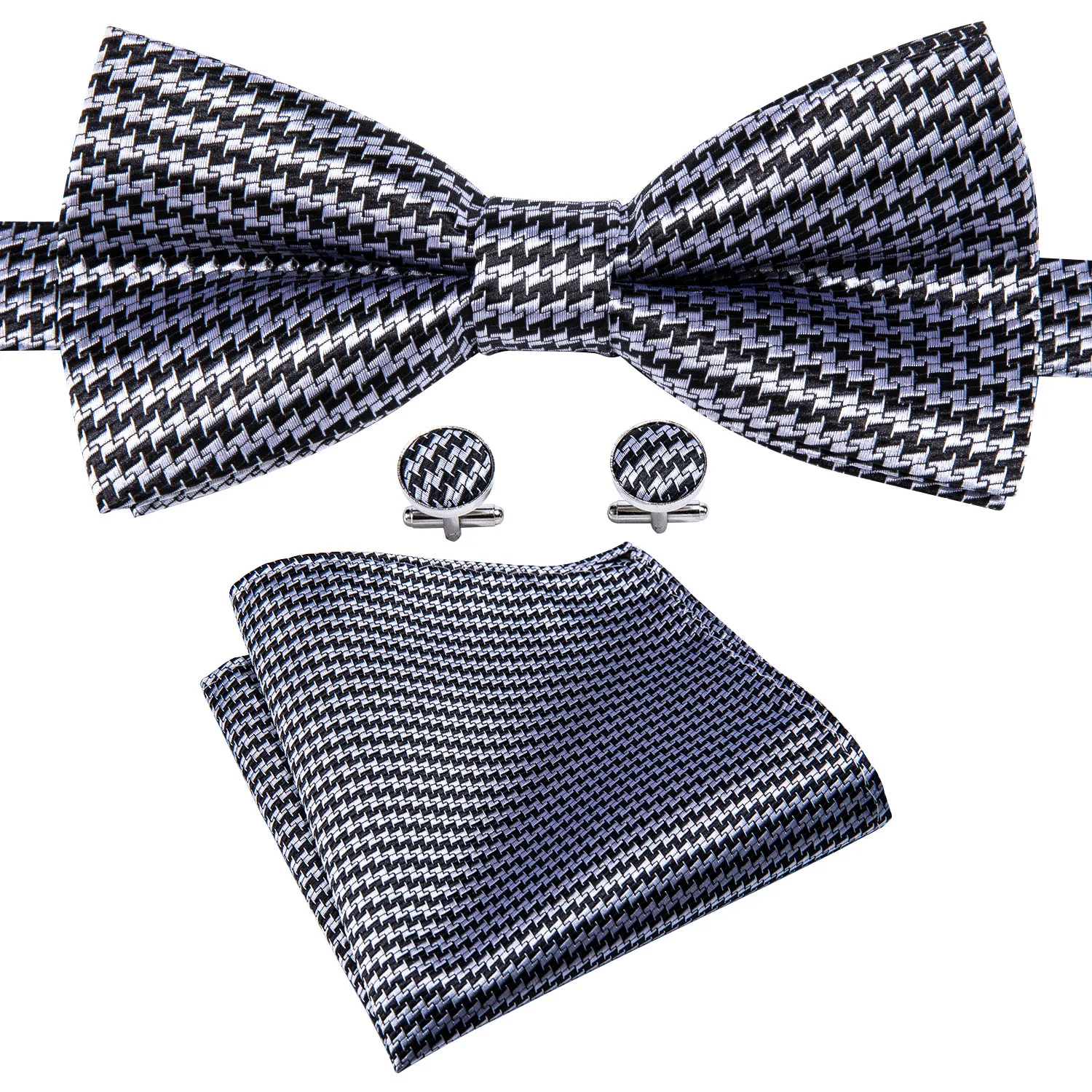 Houndstooth Bowtie for Men Silk Pre-Tied Black and White Plaid Ties Formal Butterfly Tie Handkerchief Cufflink Set Party Wedding
Houndstooth Bowtie for Men Silk Pre-Tied Black and White Plaid Ties Formal Butterfly Tie Handkerchief Cufflink Set Party Wedding
